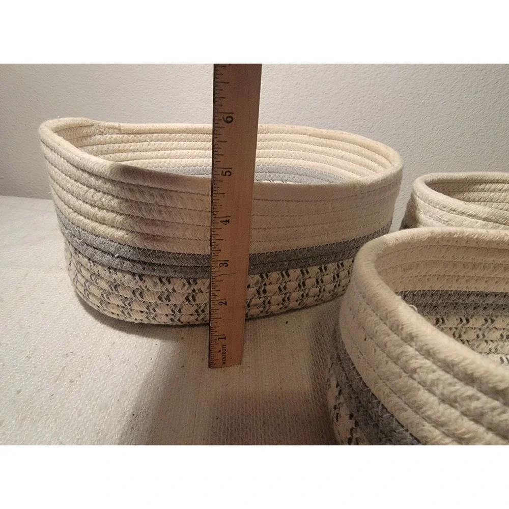 SET 3 Cotton Rope Baskets Woven‎ Basket Makeup Basket Bin Multipurpose Container
